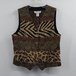 ORVIS womens M Animal Print safari style Vest